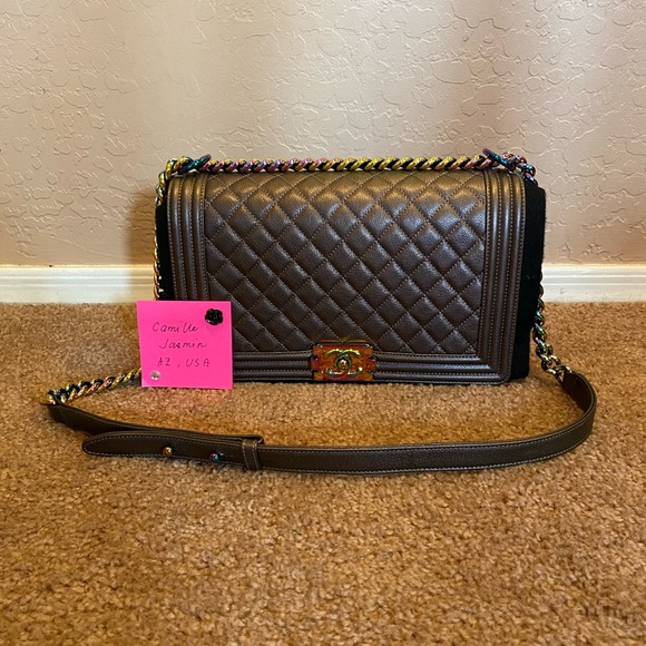 ❌SOLD❌Chanel Iridescent Quilted Medium Boy Bronze
